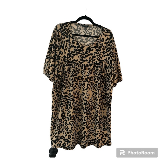 ASOS Wednesday’s file size 22 plus size cheetah empire dress - Picture 1 of 4